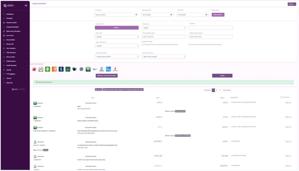 Banka Hesap Hareketleri Obifin